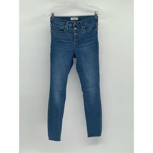Madewell Skinny Jeans Mid Rise Women Size 27 Blue 9” Button Fly‎